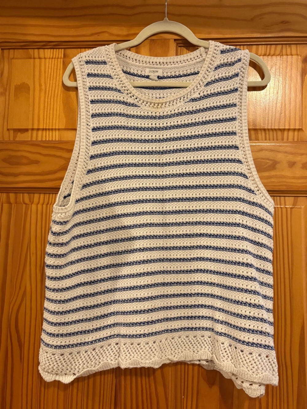 J Crew Factory Striped Crochet Sweater Tank
